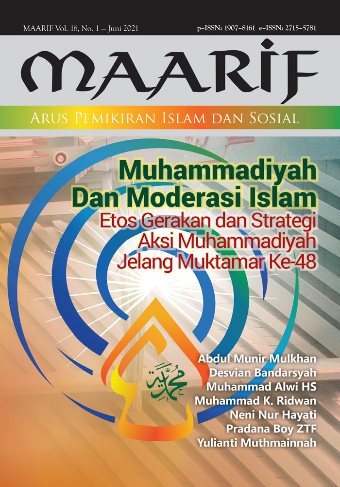 					View Vol. 16 No. 1 (2021): Muhammadiyah dan Moderasi Islam; Etos Gerakan dan Strategi Aksi Muhammadiyah Jelang Muktamar Ke-48
				